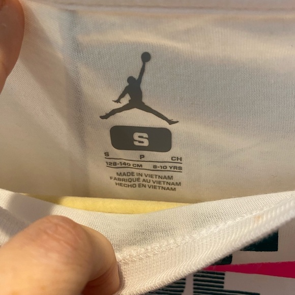 Girls Air Jordan Shirt Small White Pink Be Best - Picture 2 of 3